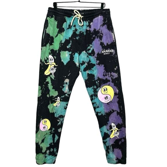 Bananas Monkey Men’s Going Bananas Tie Dye  Heavyweight Sweatpants Black Size XL - Picture 1 of 5